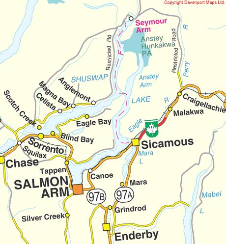 map of shuswap lake area.